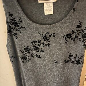 Jessica Howard slightly worn size 14 gray dress with black flowers on top.